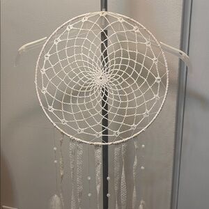 White Dreamcatcher with Faux Feathers